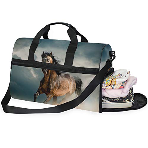 LUNLUMO Cool Horse Running Große Kapazität Reisetasche Sport Duffels Gym Bag Fitness Sport Gear Gepäck Tasche für Damen und Herren