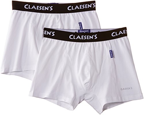 Claesen's Jungen Boys 2-Pack Boxer Boxershorts, Weiß (White 005), 128 (Herstellergröße:128/134)