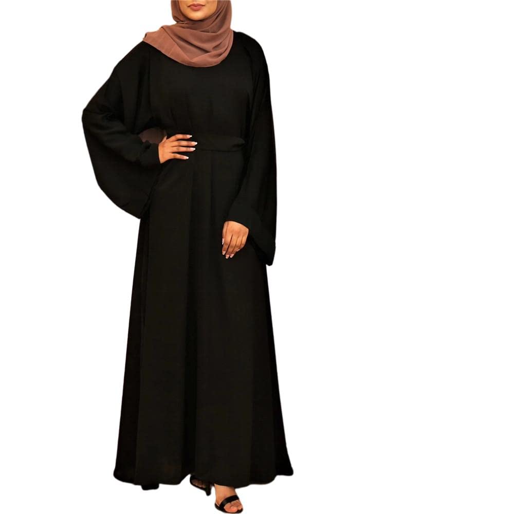 RUIG Muslimisches Gebetskleid für Frauen Abaya Kleid Islamisches Maxi Afrikanisches Kaftan Türkei Islam Kleid in voller Länge, S, Schwarz