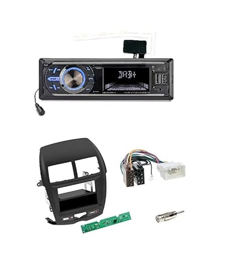 Radioeinbauset: Autoradio Caliber RMD051DAB-BT DAB+ / USB/SD/FM Radio Tuner + Radioblende + Ablagefach schwarz + ISO Adapter + Antennenadapter geeignet für Mitsubishi ASX (GA0) 06/2010-2014