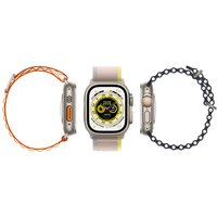 Apple Watch Ultra - 49 mm - Titan - intelligente Uhr mit Trail Loop - soft double-layer nylon - yellow/beige - Bandgröße: M/L - 32 GB - Wi-Fi, LTE, UWB, Bluetooth - 4G - 61.3 g