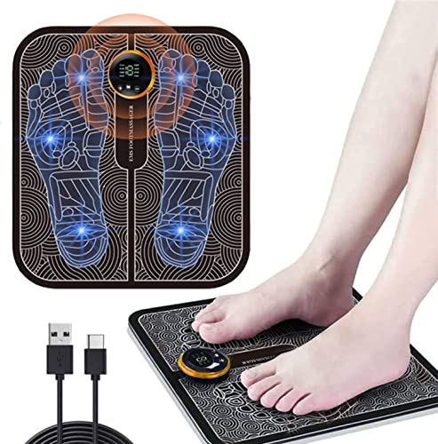 Tragbares Fußmassagegerät USB-Aufladung,Neu Fussmassagegerät EMS Fußmassagegerät,EMS Fussmassagegerät Fußmassagegerät Elektrisches mit 8 Modi & 19 Einstellbare Frequenzen (dunkelblau)