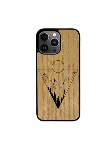Enowood Schutzhülle aus Holz, handgefertigt, Landschaft 3, iPhone 15 Plus, Esche