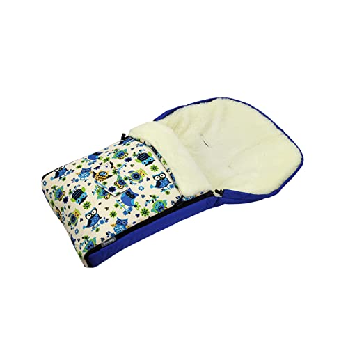 BAMBINIWELT Winterfußsack Babyfußsack mit Reißverschluss Kuschelsack Fußsack für Kinderwagen Buggy waschbar universal 90cm (Eule 10)