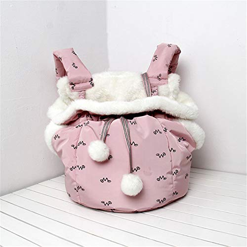 XGWML Haustier-Rucksack Hund Katze Teddy Britischen Short Chest Imbiss-Tasche Warm-Rucksack-Spielraum Out Mini-Rucksack Velvet Winter- (Pink)