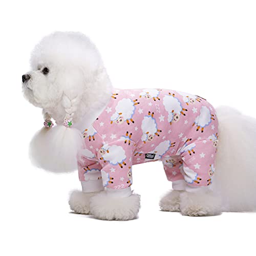 Rosa Welpe Weihnachten Hund Kleidung Pyjama für kleine mittelgroße Hunde Mädchen Jungen Lustige Haustier Katze Hund Shirts Kostüm Pullover Pjs Onesie Shirt Doggie Onesies Katze Haustier Outfit