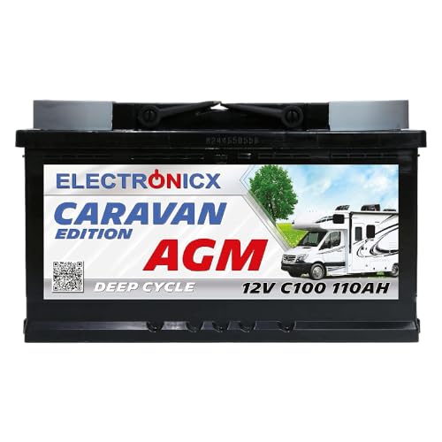 Electronicx Caravan Edition Batterie AGM 110AH 12V Wohnmobil Boot Versorgung Solarbatterie Versorgungsbatterie 110ah