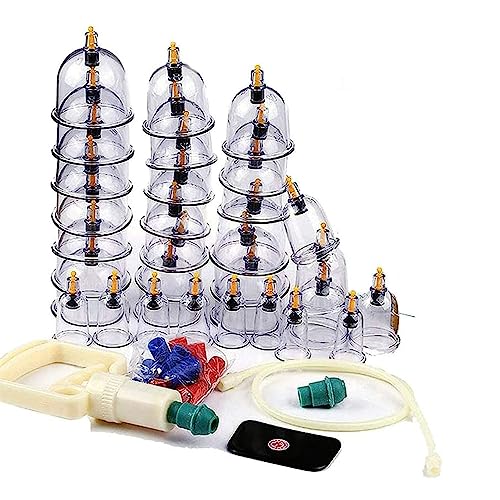 Chinesisches Schröpftherapie-Set, 32 Tassen Vakuum-Luft-Saugnäpfe, professionelles Schröpf-Kit Gerät für Körpermassage, Physiotherapie