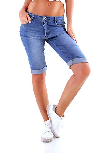 OSAB-Fashion 11232 Damen Jeans Shorts Kurze Hose Hotpants Bermudas Baggy Boyfriend Übergrößen