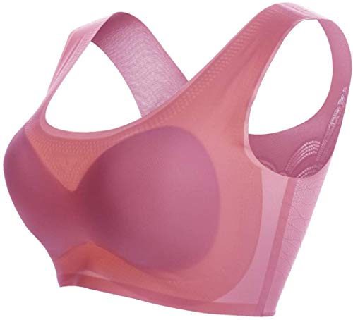 BreathyWings Ultradünner Komfort-BH in Übergröße, aus Eisseide, nahtlose Raffung, für die Brust und den Sport mit abnehmbaren Pads Gr. XXXXXL, rot
