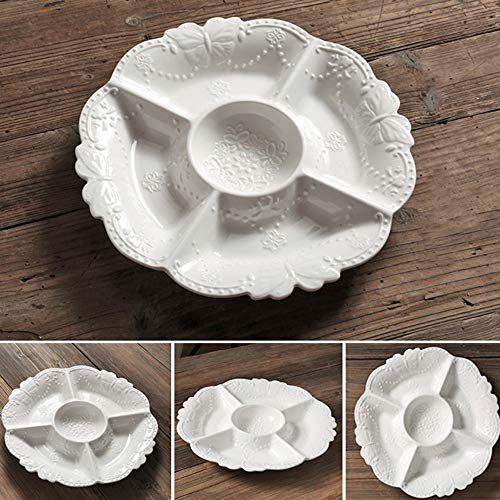 QMZDXH 6-teiliger Snack-Teller, Weißer Keramik-Teller, Weißer 27-cm-Teller Für Die Küche Zu Hause