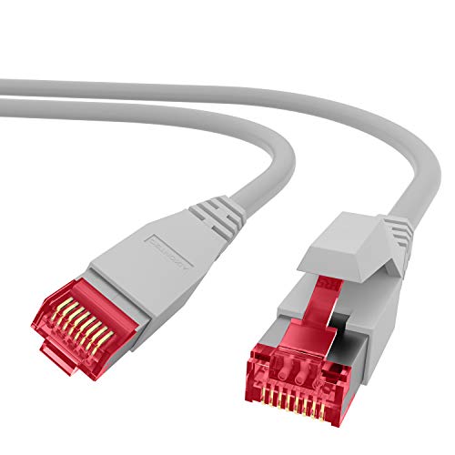 AIXONTEC 30m CAT7 Ethernet LAN Kabel RJ45 Profi Netzwerkkabel Grau | 10 Gigabit | Leoni Cat.7 Megaline F6-90 s f flex | Hirose TM21 Netzwerkstecker | kompatibel zu CAT.5e / CAT.6 / CAT 7 Kabel