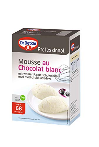Dr. Oetker Professional Mousse au Chocolat Blanc, mit weißer Raspelschokolade, Dessertpulver in 1 kg Packung