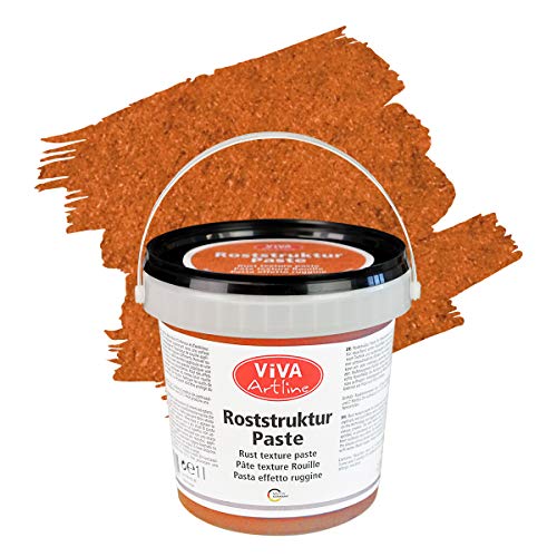 Viva Decor® Artline Roststruktur Paste (Farbe Rost-Orange, 1 l) Strukturpaste für Mixed Media-Künstler zum Malen und Auftragen mit Pinsel, Spachtel oder Schwamm auf Leinwand - Made in Germany