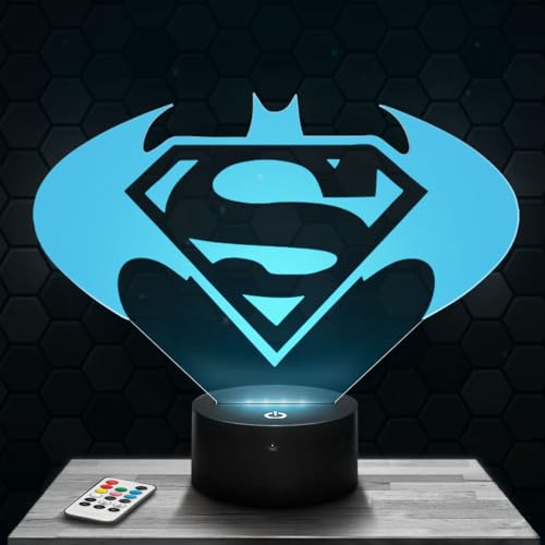 Nachttischlampe, Touch-Nachtlicht Logo Batman VS Superman 3D-LED-Lampe Illusion, Geschenkidee Weihnachten Geburtstag Junge und Mädchen Nachttischlampe Kinder- oder Erwachsenenzimmer