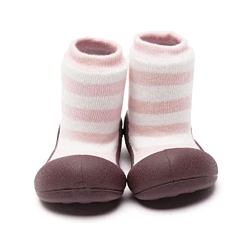 Attipas Natural Herb Pink - ergonomische Baby Lauflernschuhe, atmungsaktive Kinder Hausschuhe ABS Socken Babyschuhe Antirutsch 21.5
