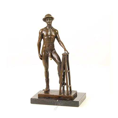 Decoratie Bronzefigur Bronzestatue Skulptur Akt Mann in Pose 25,7 cm