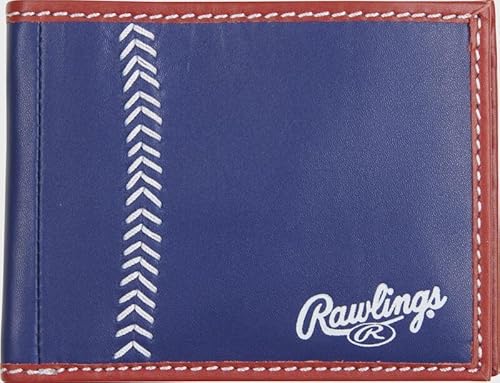 Rawlings "Pop Baseball Stitch Bi-Fold Leder Geldbörse - Premium Herren Sport Geldbörse (Königsblau), Königsblau, Bi-Fold