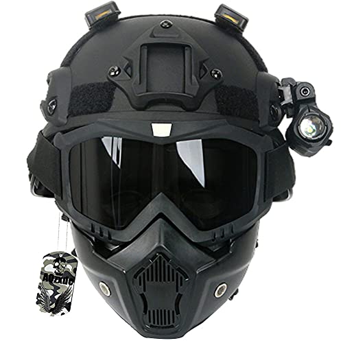 AQzxdc Mich 2000 Tactical Safety Schutzhelm, mit Maske und Brillensets, mit NVG-Halterung und Seitenschiene für Airsoft Tactical Paintball CS Game Cycling Military Hunting,Sets b