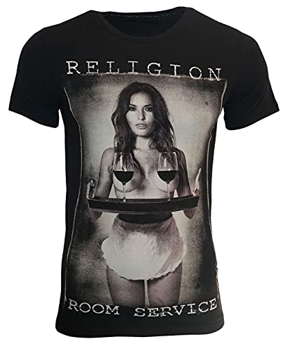 Religion Clothing Herren T-Shirt Room Service (Jet Black, L)