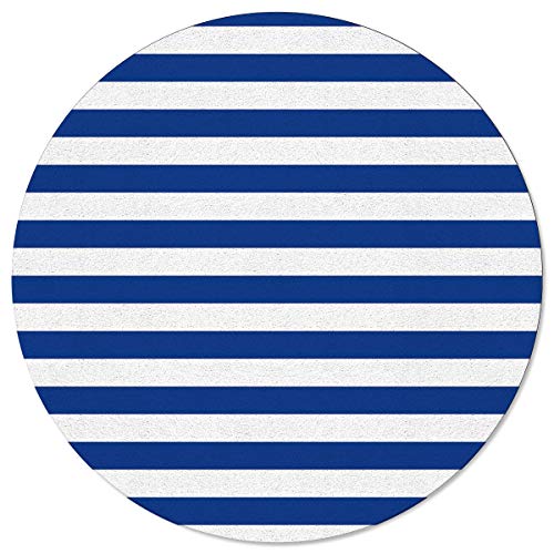 SunnyM Teppich, rund, Marineblau/Weiß gestreift, weich, rutschfeste Gummiunterseite, Yoga-Teppiche, für drinnen/Wohnzimmer/Schlafzimmer/Kinder, Stripe6s8052, 4'x4'