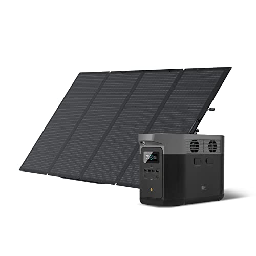 ECOFLOW Solargenerator Delta Max (2000) 2016 Wh mit 400 W Solarpanel, 4 x 2400 W AC Ausgang (4600 W Peak), tragbare Energiestation für Zuhause, Camping, RV und Notfall