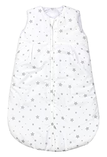 TupTam Baby Ganzjahres Schlafsack ohne Ärmel Wattiert, Farbe: Sternbild Grau/Weiß, Größe: 92-98