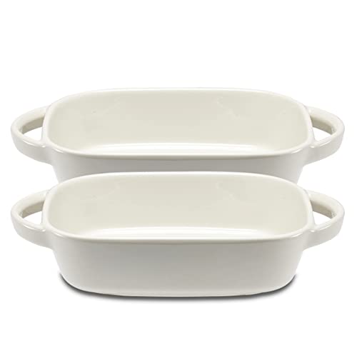Supremery 2X Auflaufform Ofenform Backform Klein aus Keramik- Ideal für 2 Personen - Auflaufform für Lasagne Tiramisu - rund - 2er Set