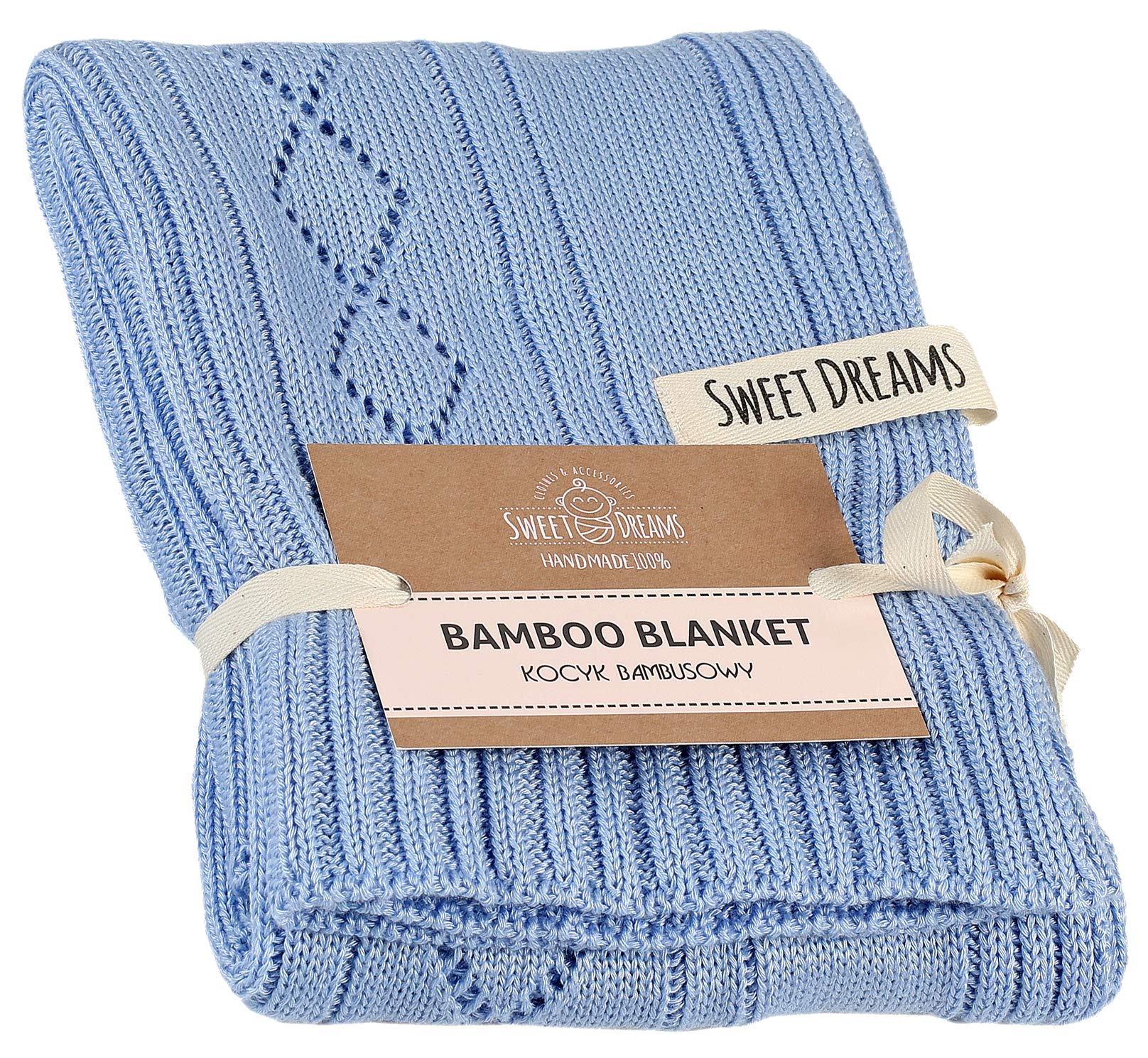 SweetDreams Baby und Kinder Decke aus 100% Bambus-Fasern für Jungen und Mädchen, Öko-Tex 100 Standard, hypoallergen, nachhaltig, 70 x 80 cm, COLOR (1017) (Blau)