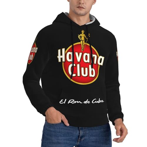 DJFOG Herren Havana Hoodie Club Für Männer Kapuzen Sweatshirts Männlich Neuheit Langarm Pullover Sweatshirts Mit Tasche (Black 2, M)