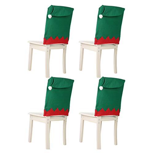 Amosfun 4 stücke Weihnachten Stuhl zurück deckt elf Weihnachten Hut stuhlhussen esszimmerstuhl Dekoration für Weihnachten Urlaub Party Dekoration (grün)
