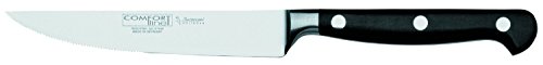 Burgvogel Solingen Comfort Line scharfes Steakmesser geschmiedet 12 cm, rostfrei, spülmaschinenfest, genietet, schwarz, hochwertig