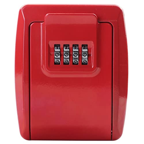 Schlüsselbox, Wandhalterung Schlüsselbox, 4-stellige Kombination Extra Große Wasserdichte Schlüsselaufbewahrungsbox, Box Für Schlüssel Aluminiumgehäuse ( Color : Red , Size : 11.5x9.5 cm )
