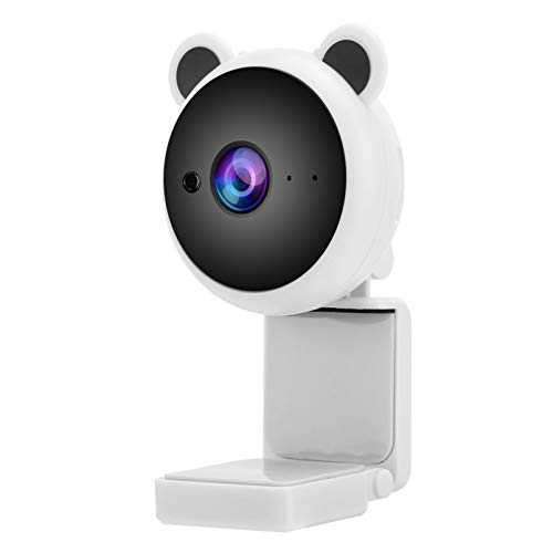 Dpofirs USB HD 1080P 30 FPS Webcam mit eingebautem Mikrofon für Computer, 2MP Cute Design Tragbare Webcam für Videoaufzeichnung Videoanruf Online-Unterricht ect. Geschenk für Kinder(Weiß)