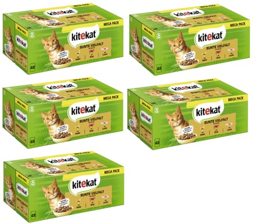 KITEKAT Portionsbeutel Multipack Bunte Vielfalt in Sauce 3 Varietäten 5X 48 x 85g