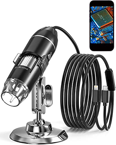 SKYEAR Digitales USB-Mikroskop, 50-1600-fache Vergrößerung, digitales Handmikroskop, kompatibel mit iOS- und Android-Geräten, verstellbarer Ständer, tragbare Mikroskopkamera für Erwachsene, Kinder