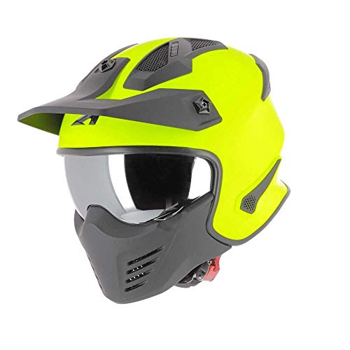 Astone Helmets - Elektron - Casque de moto jet - Casque jet 4 en 1 - Casque jet homologué - Coque en polycarbonate- Neon Yellow M