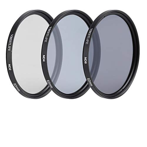 Mugast 3 in 1 ND2 ND4 ND8 Kamera-Filter-Set für Fotografen Liebhaber, Aluminium-Legierung, leicht und tragbar (82 mm)