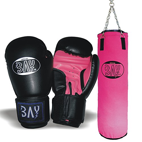 BAY® Boxset Sandsack PINK +Boxhandschuhe Future (10 UZ) schwarz/pink (10 Unzen)