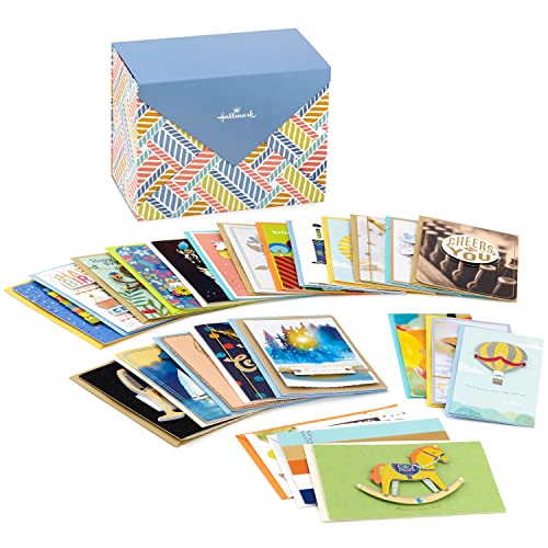Hallmark 24 handgefertigte Grußkarten, Fischgrätenmuster, Geburtstagskarten, Babyparty-Karten, Hochzeitskarten, Trauerkarten, Dankeskarten