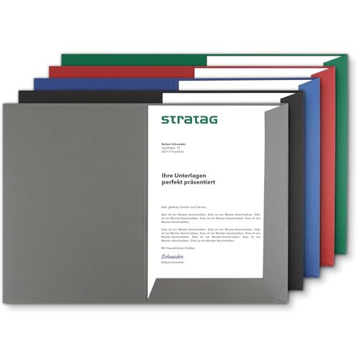Präsentationsmappe A4 in Steingrau 10 Stück (wählbar) - erhältlich in 7 Farben - direkt vom Hersteller STRATAG - vielseitig einsetzbar für Ihre Angebote, Exposés, Projekte oder Geschäftsberichte