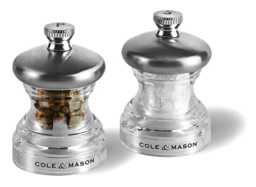 Cole & Mason Button Geschenkset Mühlen-Set, acryl/Edelstahl, Clear/Stainless Steel, 6.5 cm