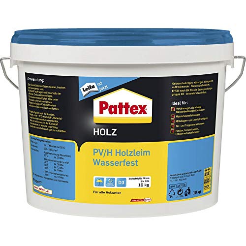 PATTEX 1487016 PV/H Wasserfest Holzleim D3 10 kg, Weiß