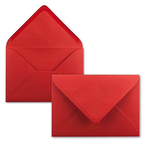 150x Briefumschläge B6 17,5 x 12,5 cm - Rot - Nassklebung mit spitzer Klappe - 120 g/m² - Für Hochzeit, Gruß-Karten, Einladungen