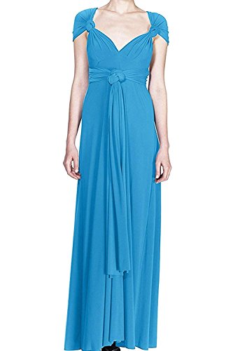Damen Frauen Elgant V-Ausschnitt Brautjungfernkleid Infinity Abendkleid Geknotetem Multiway Rückenfrei Neckholder Cocktailkleid Blau XS
