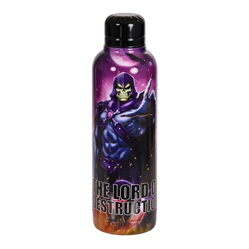 Elbenwald Masters Of The Universe Trinkflasche - 515 ml mit Skeletor Motiv, Wasserflasche mit Schraubverschluss, Thermofunktion, 25 cm Höhe - Edelstahl/Lila