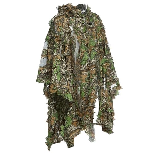 NP 3D Jagd Camouflage Ghillie mit Kappe Anzug Kleidung Dschungelumhang Poncho Camo bionisches Blatt Umhang für Jagd Fotografie
