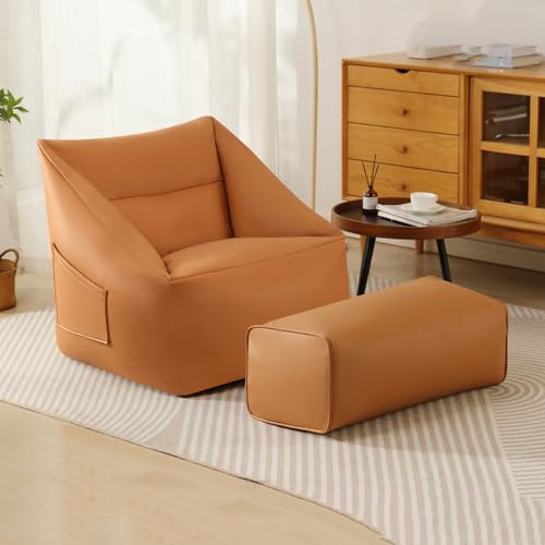 DTLEO Lazy Sitzsack-Stuhlbezug Sessel aus ultraweichem Sitzsack-Sofa-Stuhl-Bezug, Lazy-Sofa-Bezug (ohne Füllstoff) wasserdichter Schonbezug,Orange