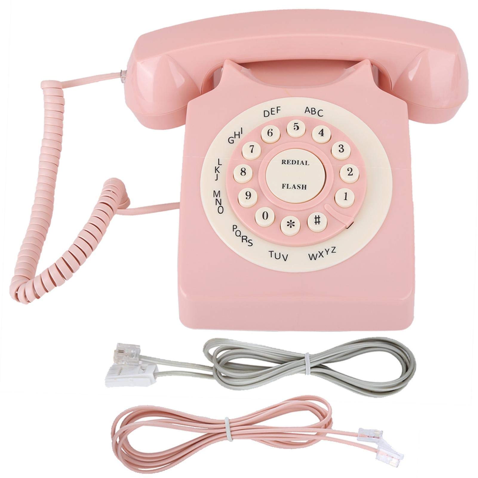 BigKing Festes Telefon, Vintage Telefon High Definition Anrufqualität Kabelgebundenes Telefon für Home Office Pink