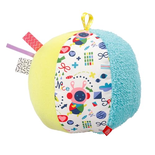 Fehn Activity Stoffball COLOR Friends - Spielball mit Materialmix & Glöckchen - Stoff Ball Babyspielzeug - Greifball für die Förderung der Motorik - Spielzeug für Babys & Kleinkinder ab 0+ Monaten